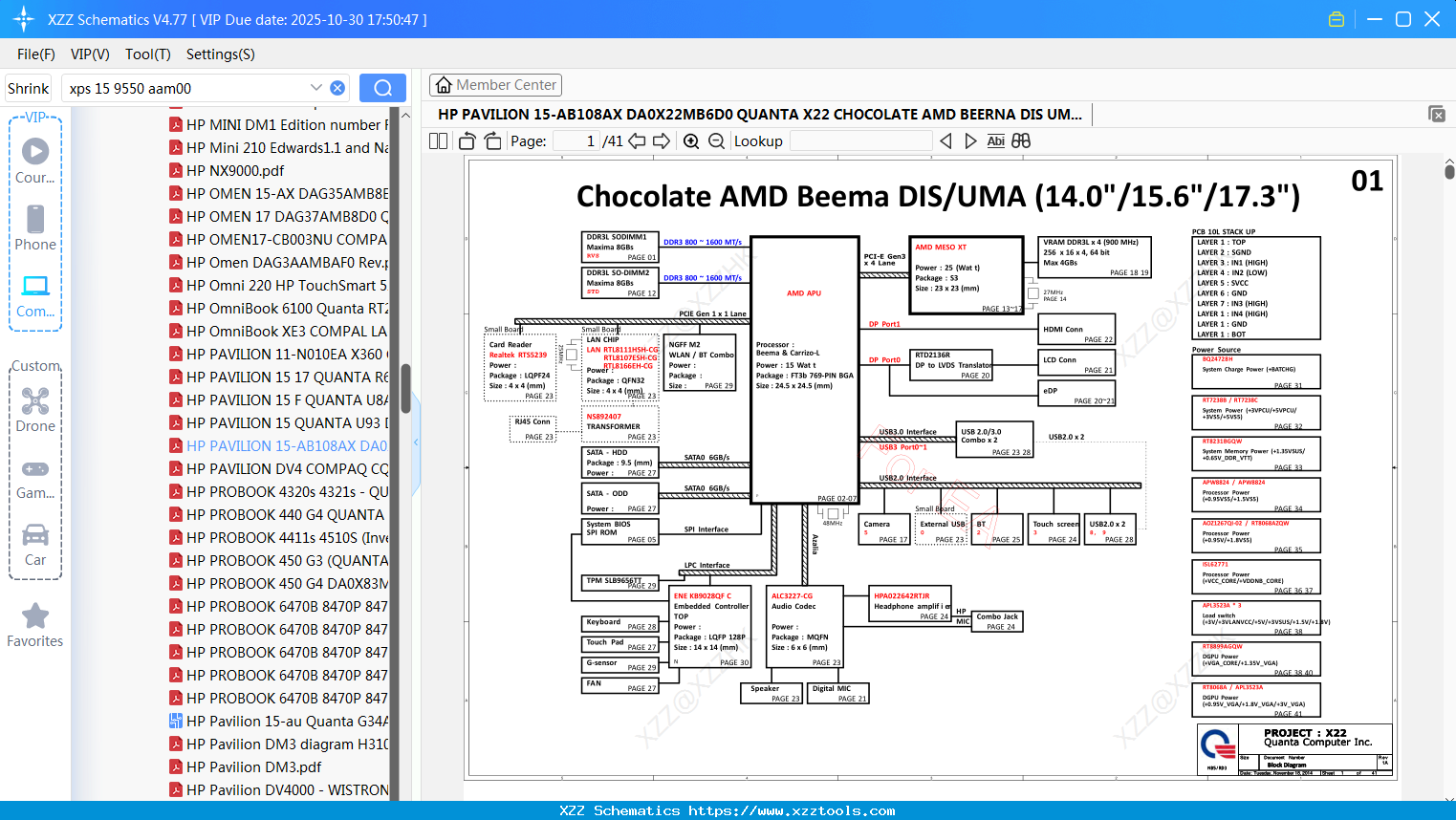 Laptop HP PAVILION 15-AB108AX DA0X22MB6D0 QUANTA X22 CHOCOLATE AMD BEERNA DIS UMA